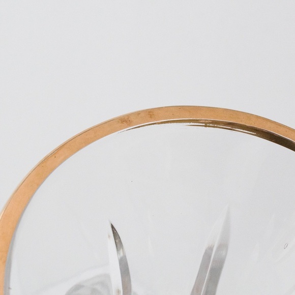 Vintage Block Polish Crystal Glass Vase Gold Rim Made in Poland - Picture 6 of 6